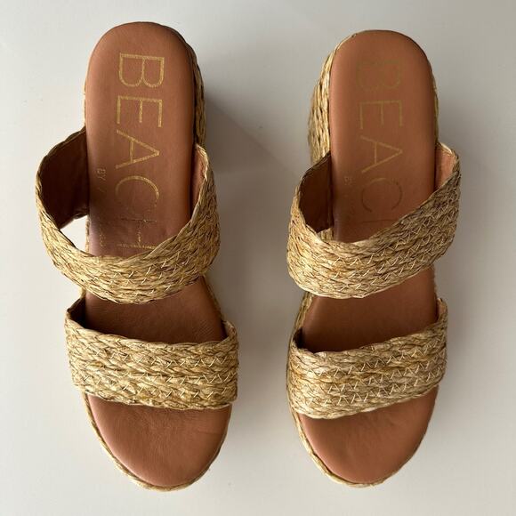 Beach by Matisse EUC Seaview Braided Straw Chunky Platform Slide Sandals 10 - Picture 3 of 8